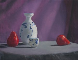 Sake Set and Red Pears